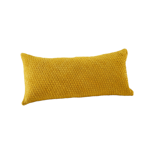 WAFFLE WEAVE SUEDE PILLOW MUSTARD 30" X 12"