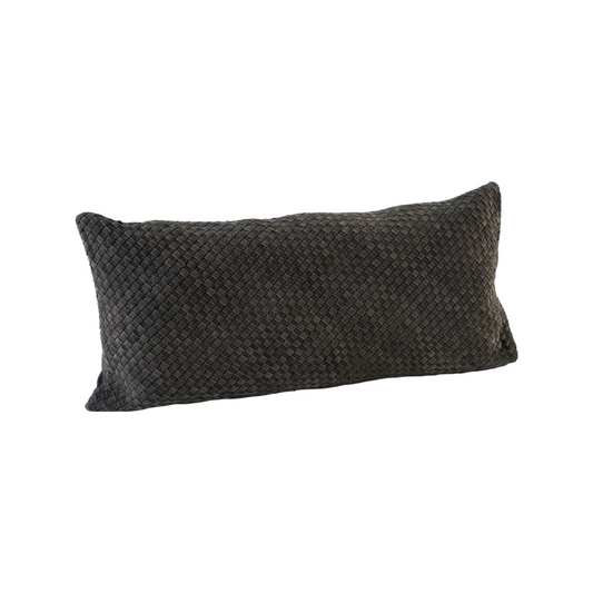 WAFFLE WEAVE SUEDE PILLOW DARK GRAY 30" X 12"