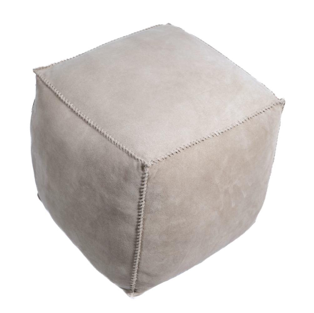 Pouf Handstiched Bone