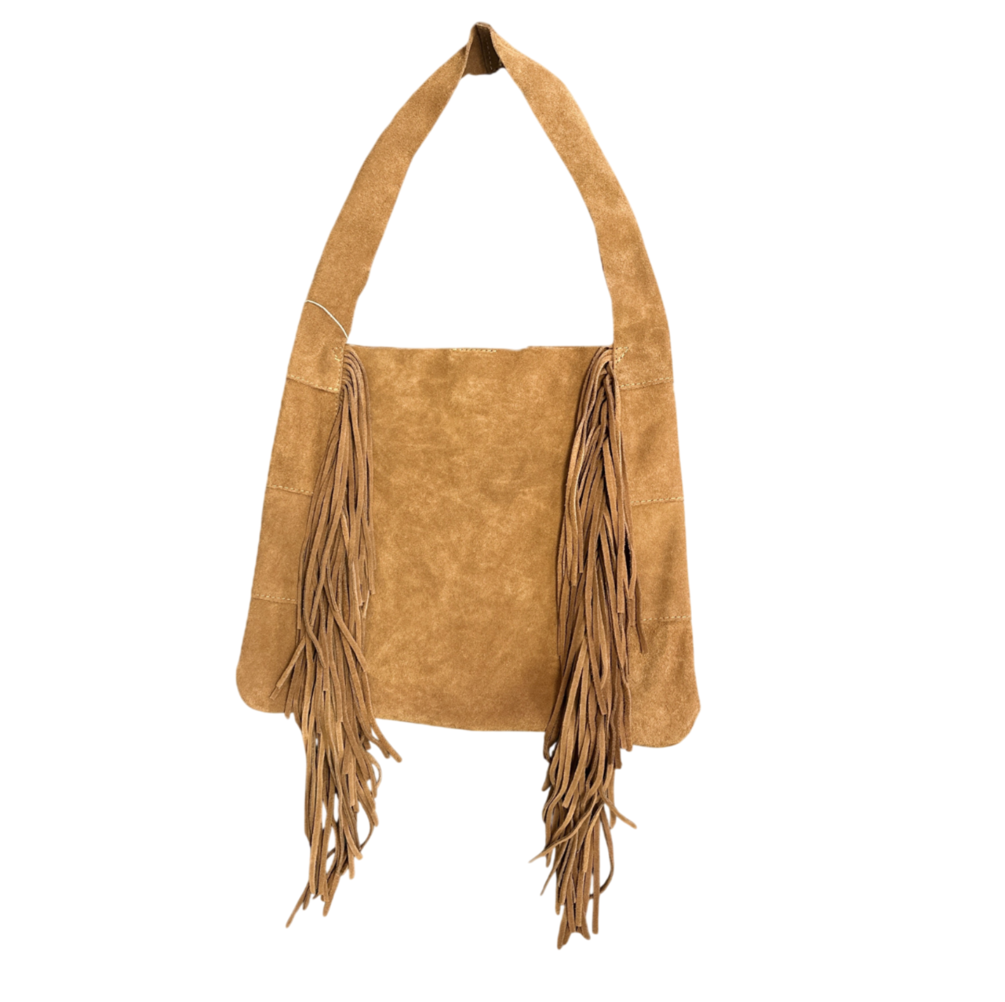 Shoulder Tote Split Fringe Cognac luxury suede fringe bag