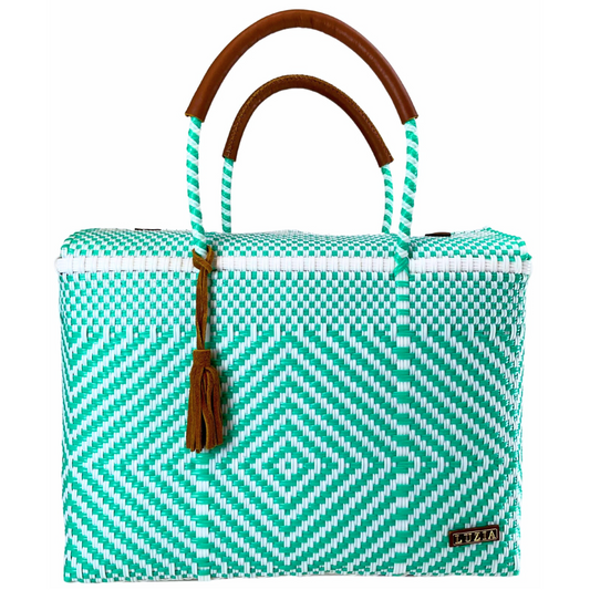 Closed Basket Jumbo Diamond Turquoise White