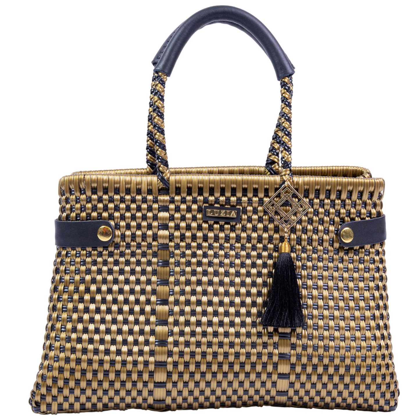 Shopping Tote Checkers Black Gold