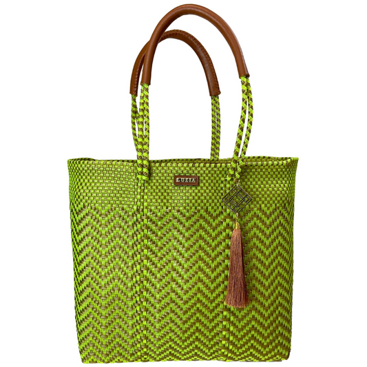 Shoulder Tote Chevron Lime Gold