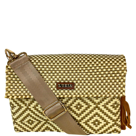 Crossbody Multi-Diamond Beige Gold