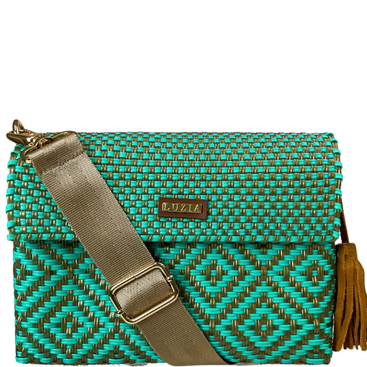 Crossbody Multi-Diamond Turquoise Gold