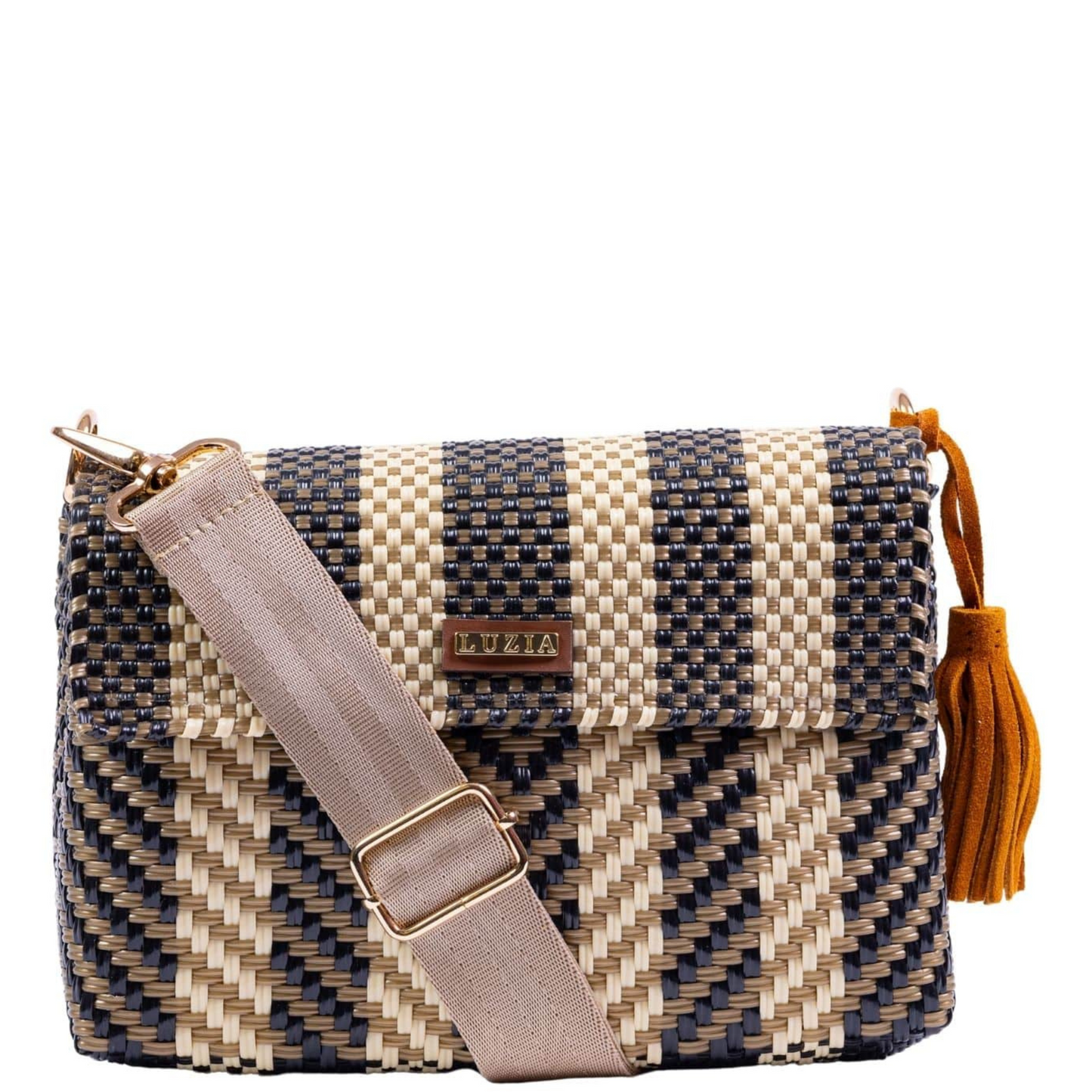 Crossbody Stripe Arrow Black Beige Gold