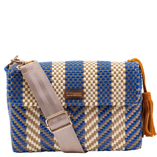 Crossbody Stripe Arrow Blue Beige Gold