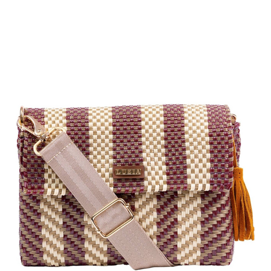 Crossbody Stripe Arrow Burgundy Beige Gold