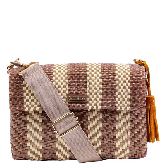 Crossbody Stripe Arrow Metallic Brown Beige Gold