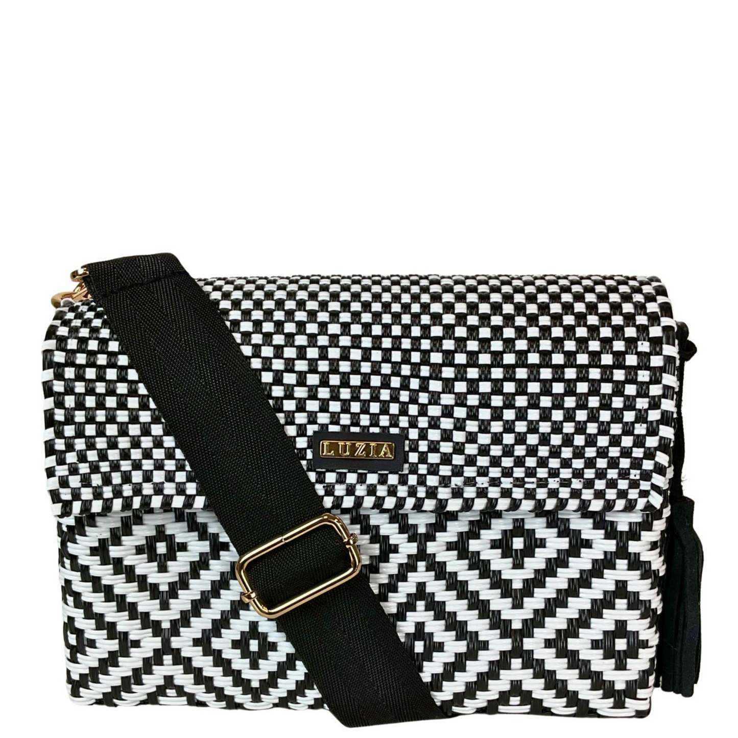 Crossbody Multi-Diamond Black White