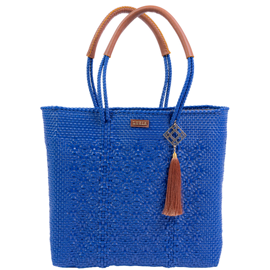 Shoulder Tote Solid Multi-Diamond Blue