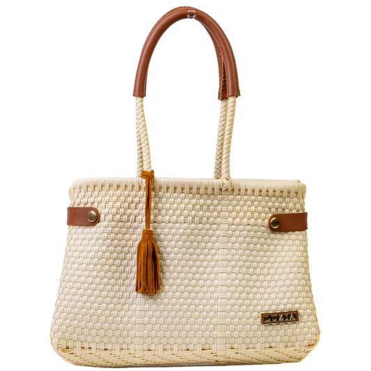 Shopping Tote Solid Checkers Beige