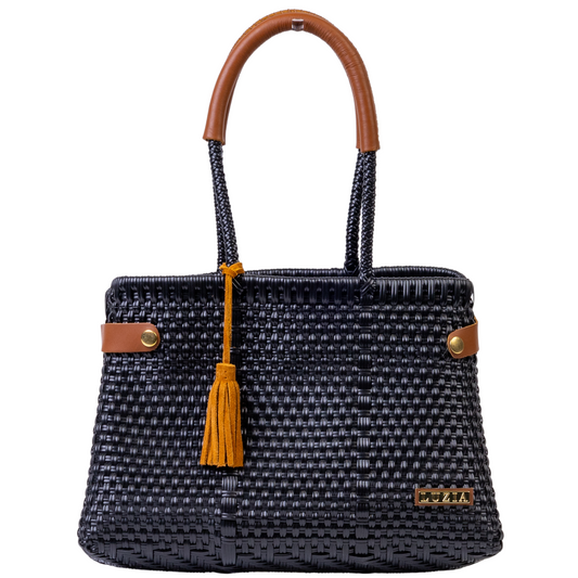 Shopping Tote Solid Checkers Black