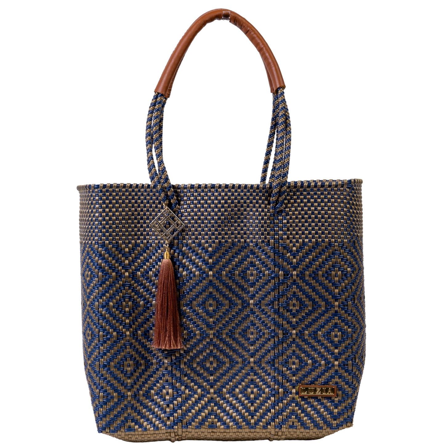 Shoulder Tote Multi-Diamond Blue Gold