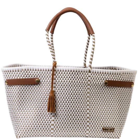 Open Basket Jumbo Checkers White Gold