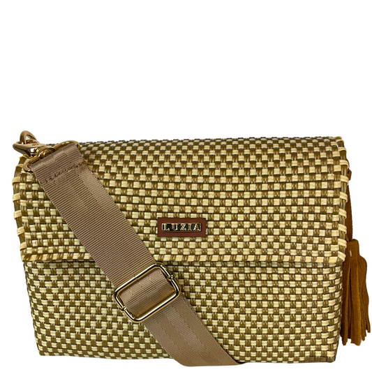 Crossbody Checkers Beige Gold