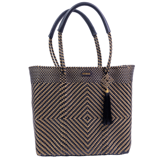 Shoulder Tote Diamond Black Gold