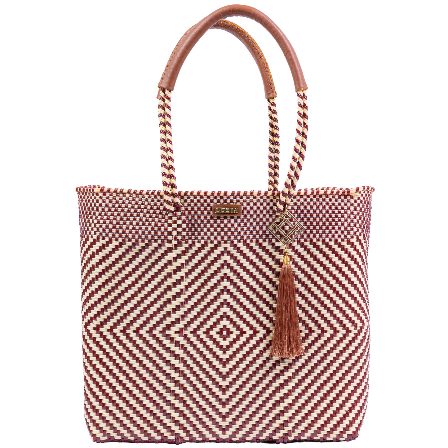 Shoulder Tote Diamond Burgundy Beige