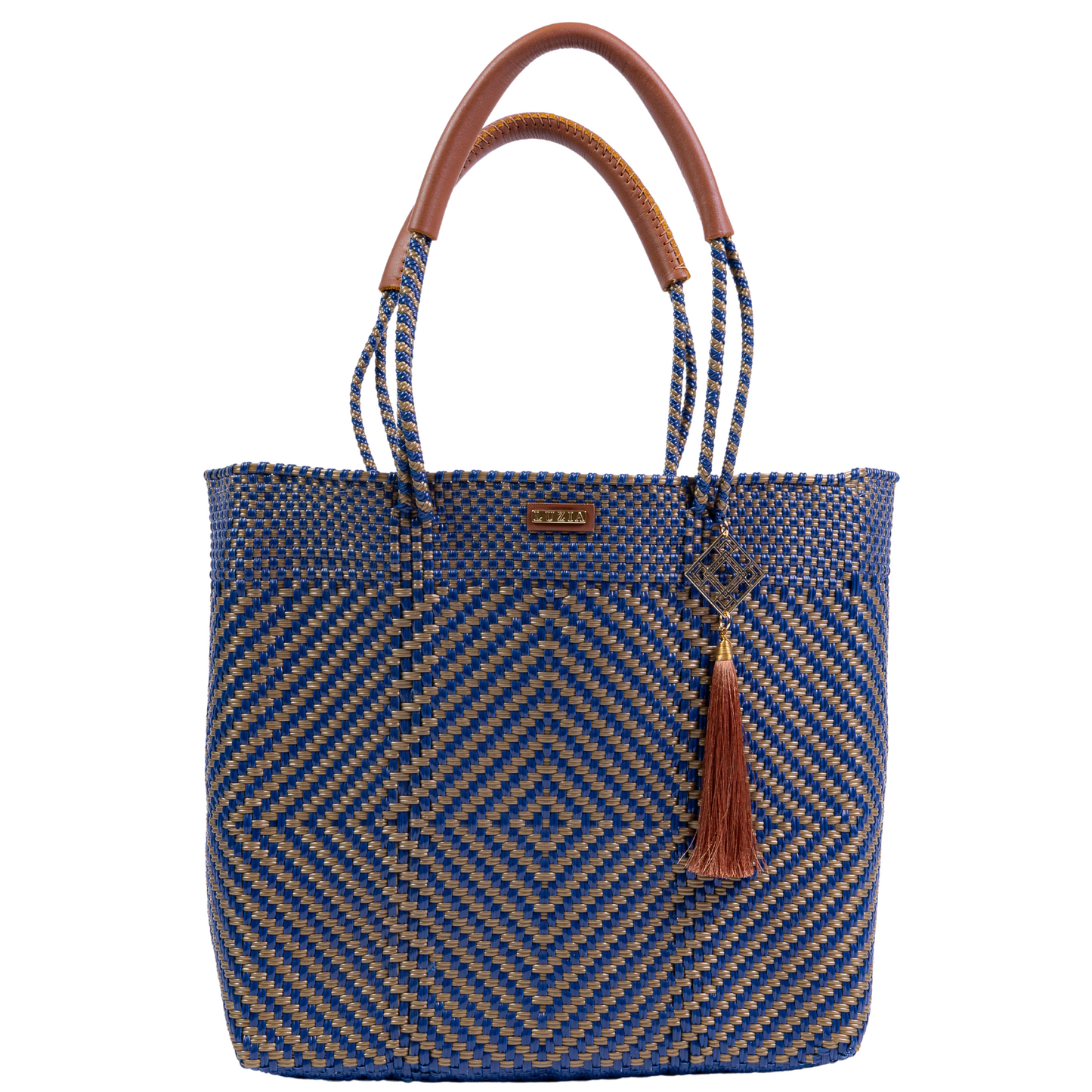 Shoulder Tote Diamond Blue Gold