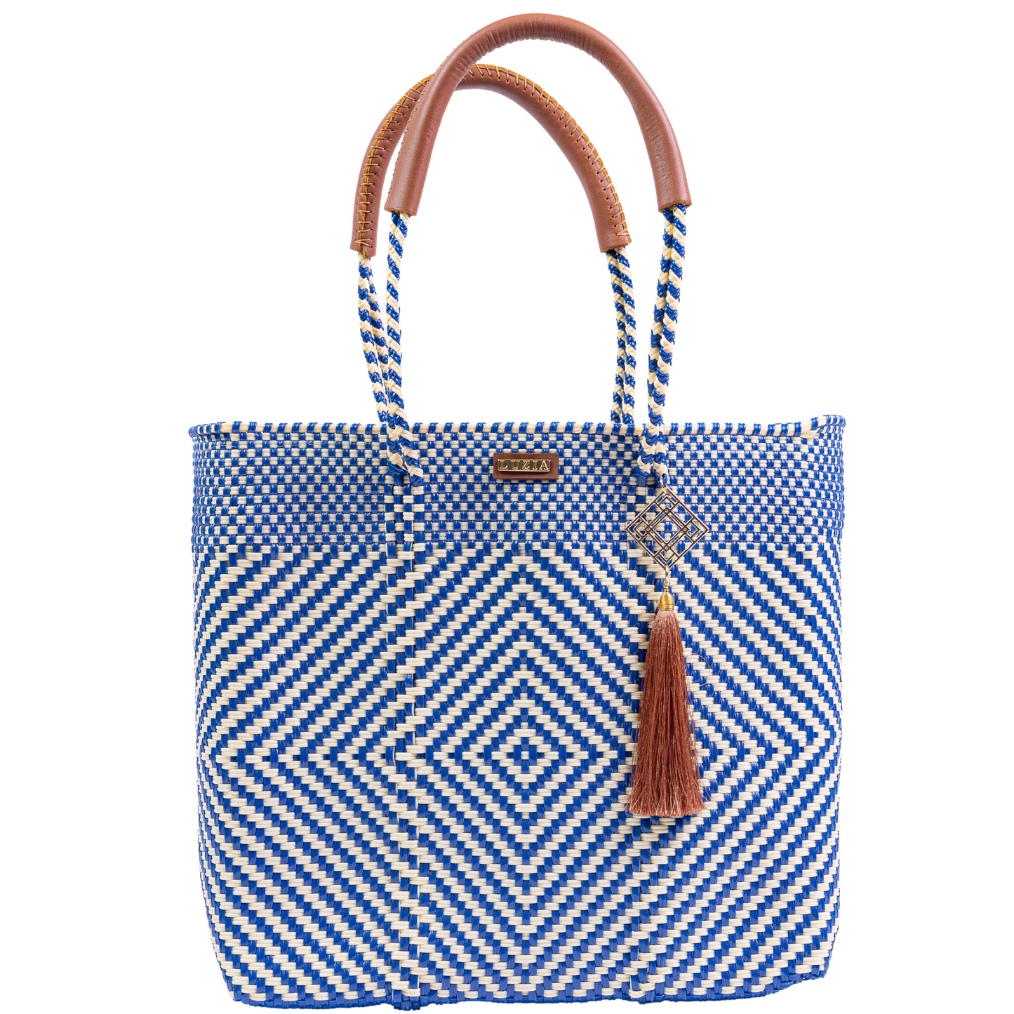 Shoulder Tote Jumbo Diamond Blue White