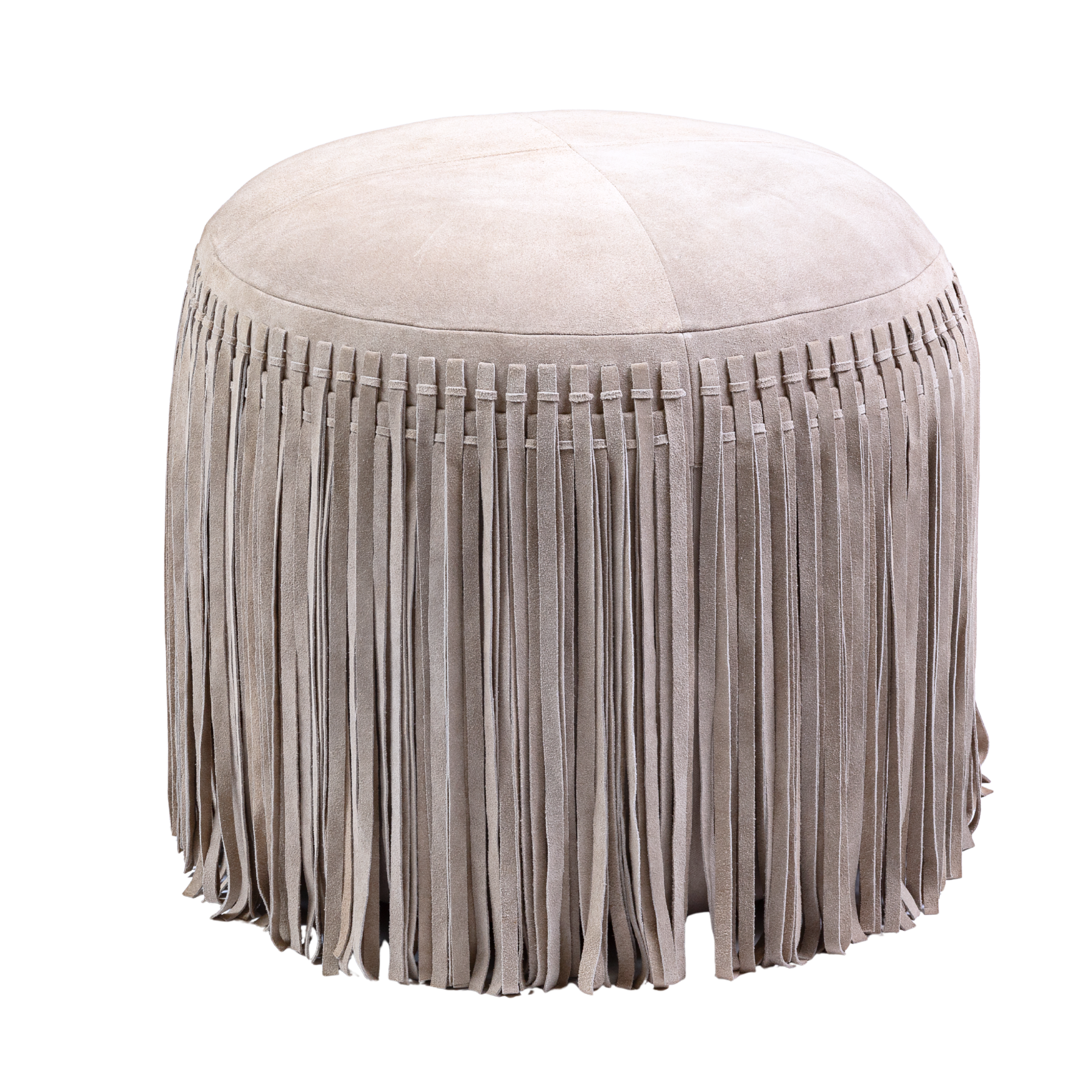 Pouf Round Fringe Bone