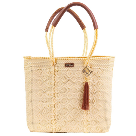 Shoulder Tote Solid Multi-Diamond Beige