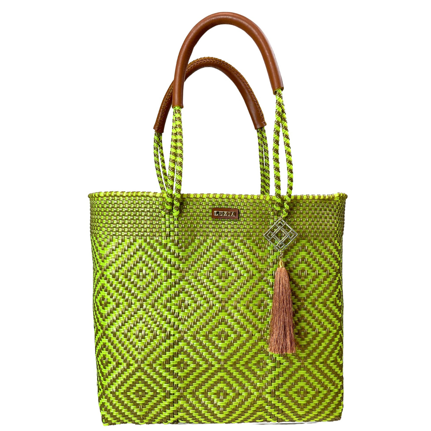 Shoulder Tote Multi-Diamond Lime Gold