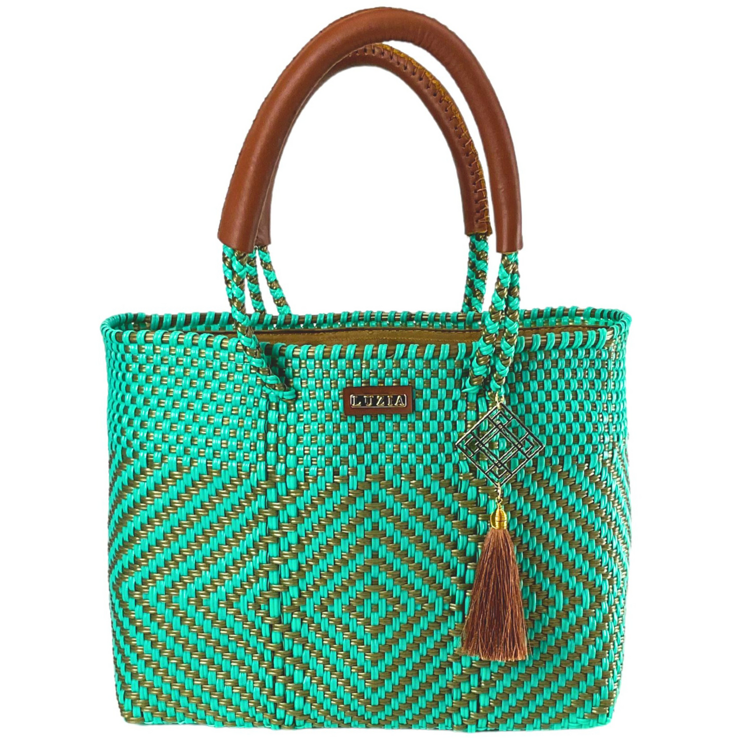 Arm Tote Diamond Turquoise Gold