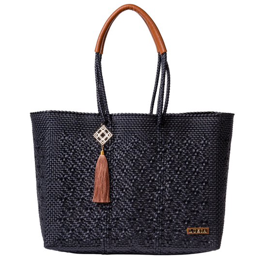 Shoulder Tote Jumbo Solid Multi-Diamond Black