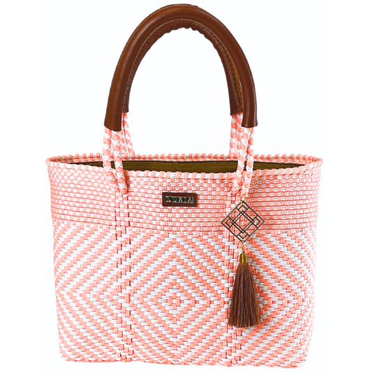 Arm Tote Diamond Salmon White