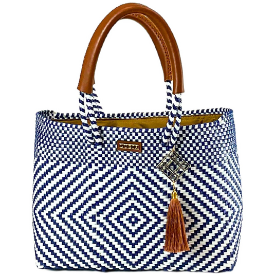 Arm Tote Diamond Blue White