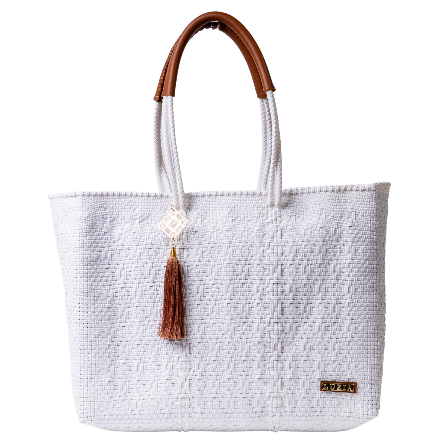 Shoulder Tote Jumbo Solid Multi-Diamond White