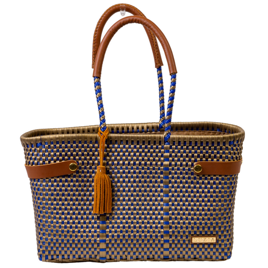 Open Basket Jumbo Checkers Blue Gold