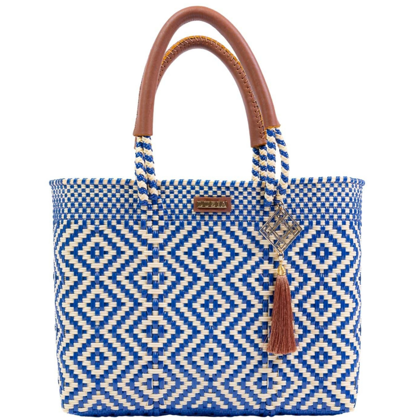 Arm Tote Multi-Diamond Blue Beige