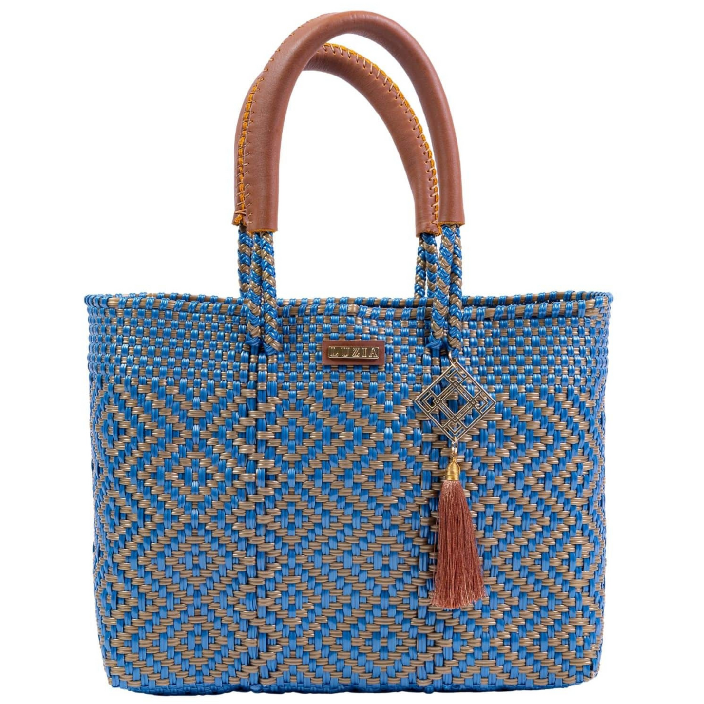 Arm Tote Multi-Diamond Metallic Blue Gold