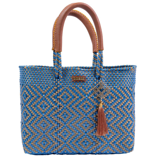 Arm Tote Multi-Diamond Metallic Blue Gold