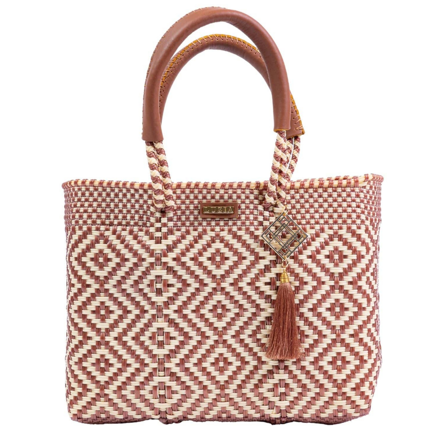 Arm Tote Multi-Diamond Metallic Brown Beige