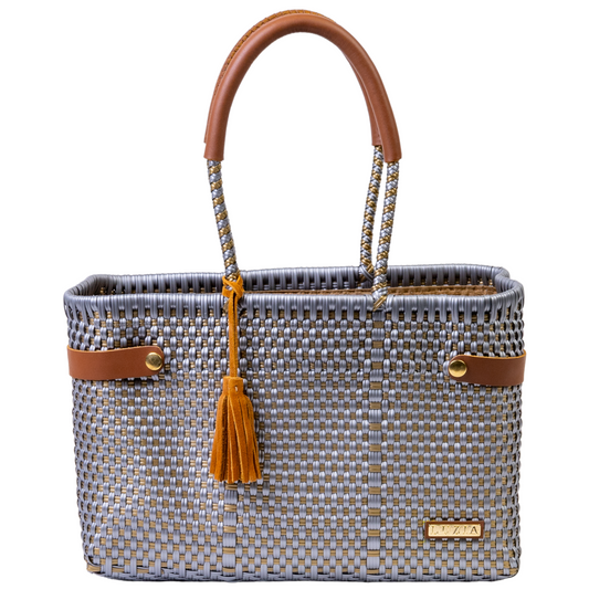 Open Basket Medium Checkers Silver Gold