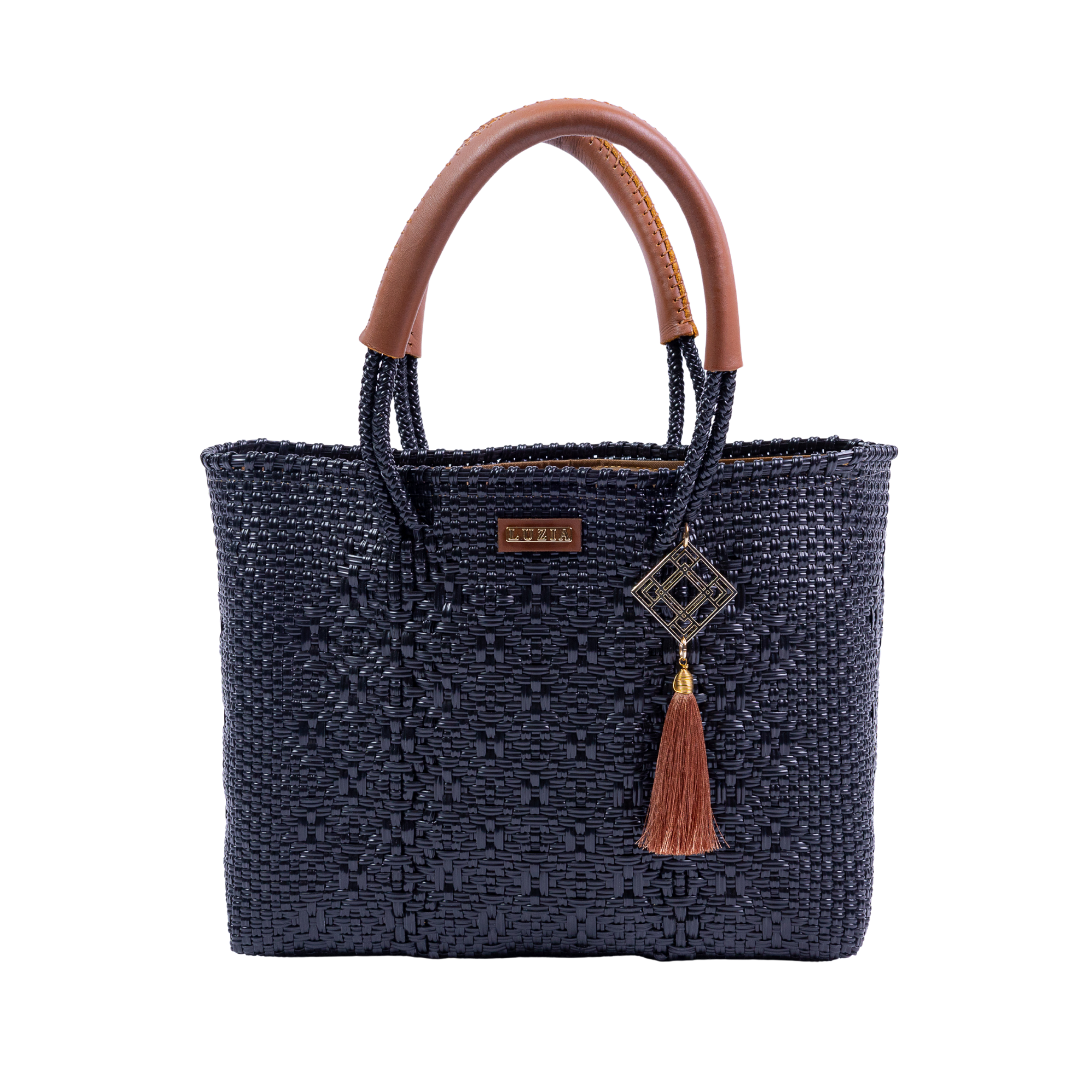 Arm Tote Solid Multi-Diamond Black - Cognac